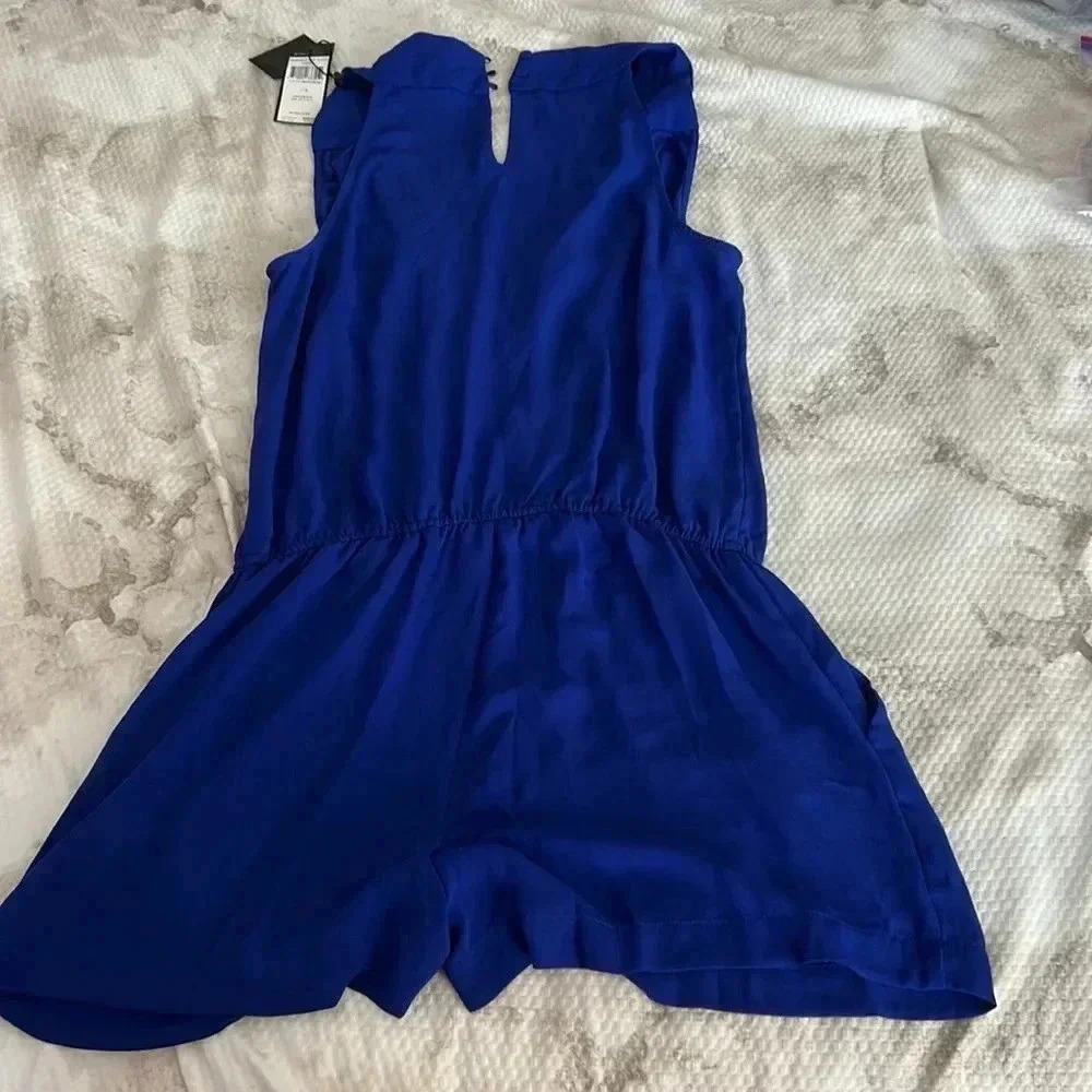 BCBG Maxazria Thalia Royal Blue Sleeveless V-neck Romper Size L - Picture 5 of 7